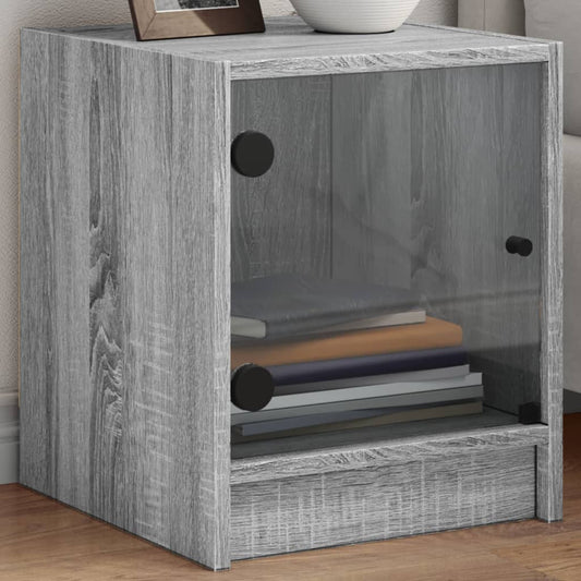 vidaXL Yöpöydät lasiovilla 2 kpl harmaa Sonoma 35x37x42 cm