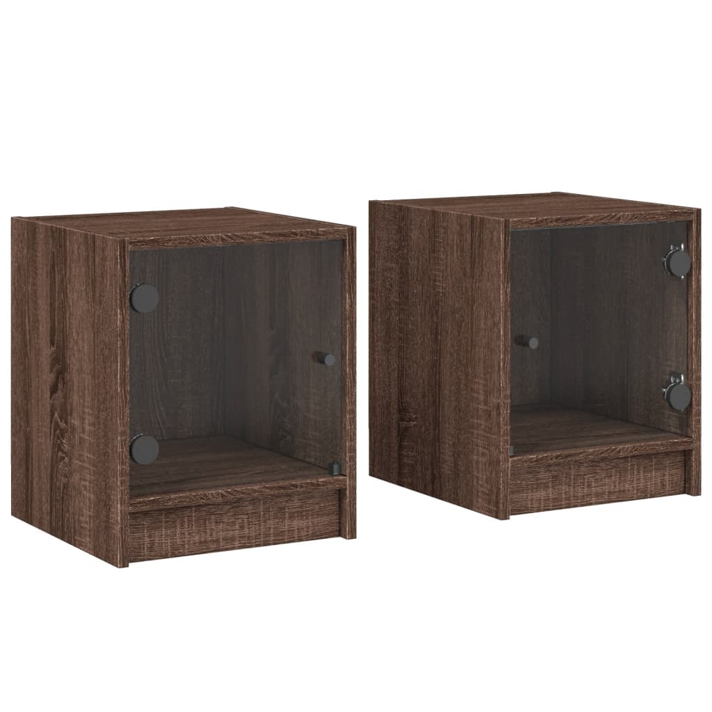 vidaXL Yöpöydät lasiovilla 2 kpl ruskea tammi 35x37x42 cm