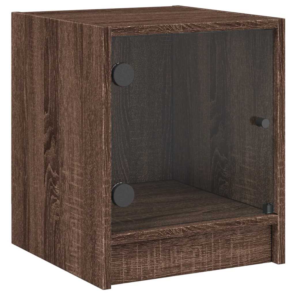 vidaXL Yöpöydät lasiovilla 2 kpl ruskea tammi 35x37x42 cm
