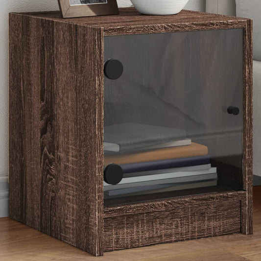 vidaXL Yöpöydät lasiovilla 2 kpl ruskea tammi 35x37x42 cm