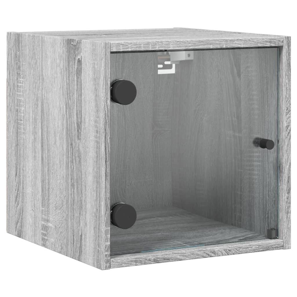 vidaXL Yöpöydät lasiovilla 2 kpl harmaa Sonoma 35x37x35 cm