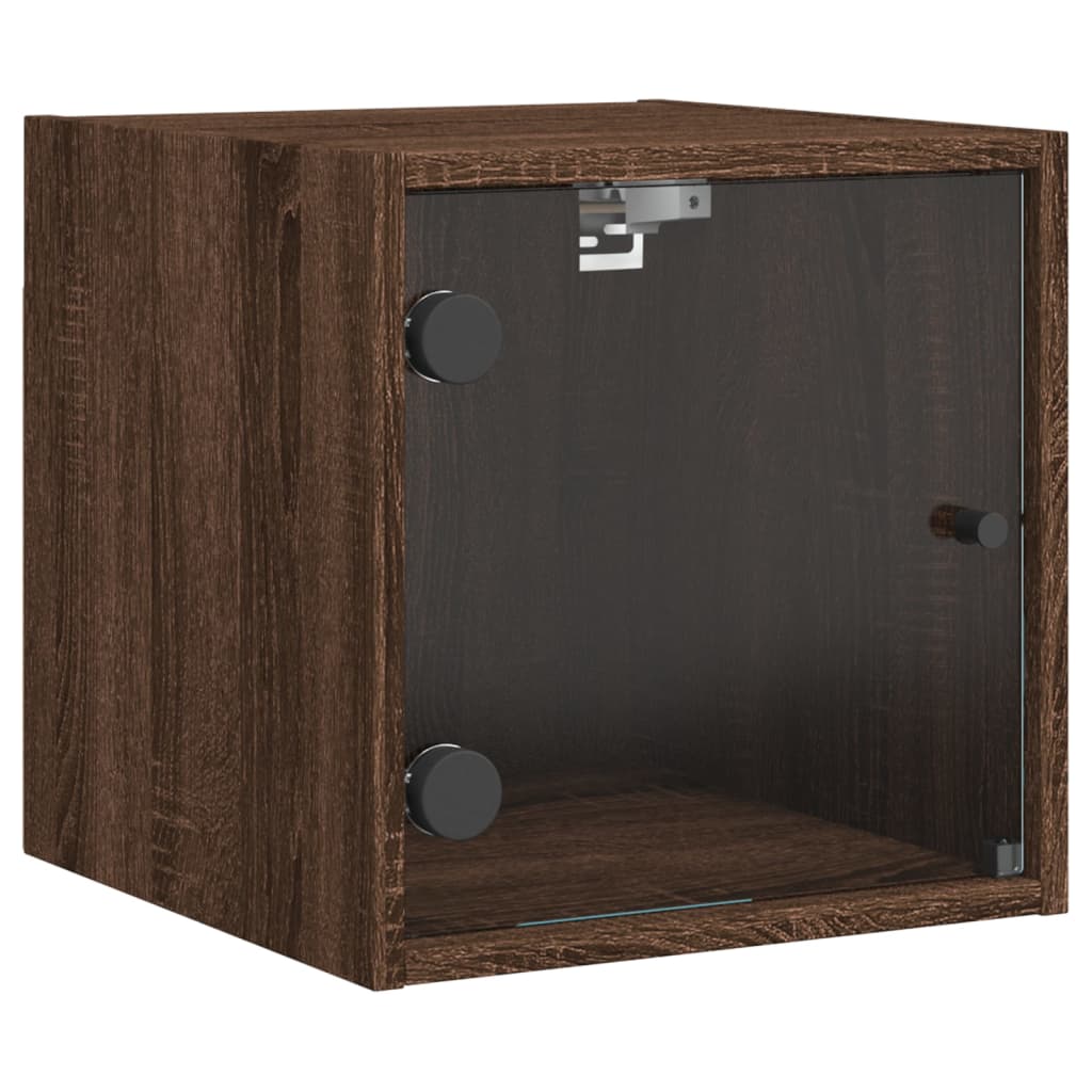 vidaXL Yöpöydät lasiovilla 2 kpl ruskea tammi 35x37x35 cm