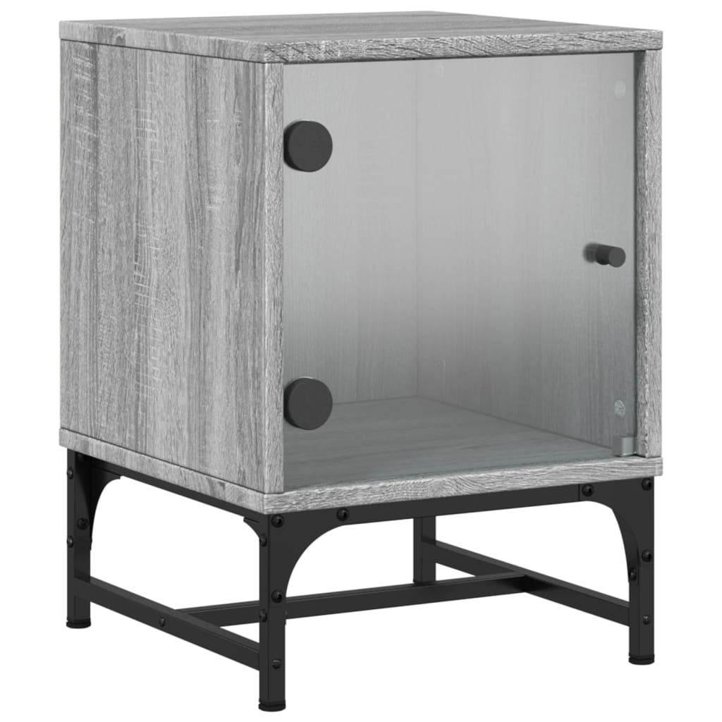 vidaXL Yöpöydät lasiovilla 2 kpl harmaa Sonoma 35x37x50 cm