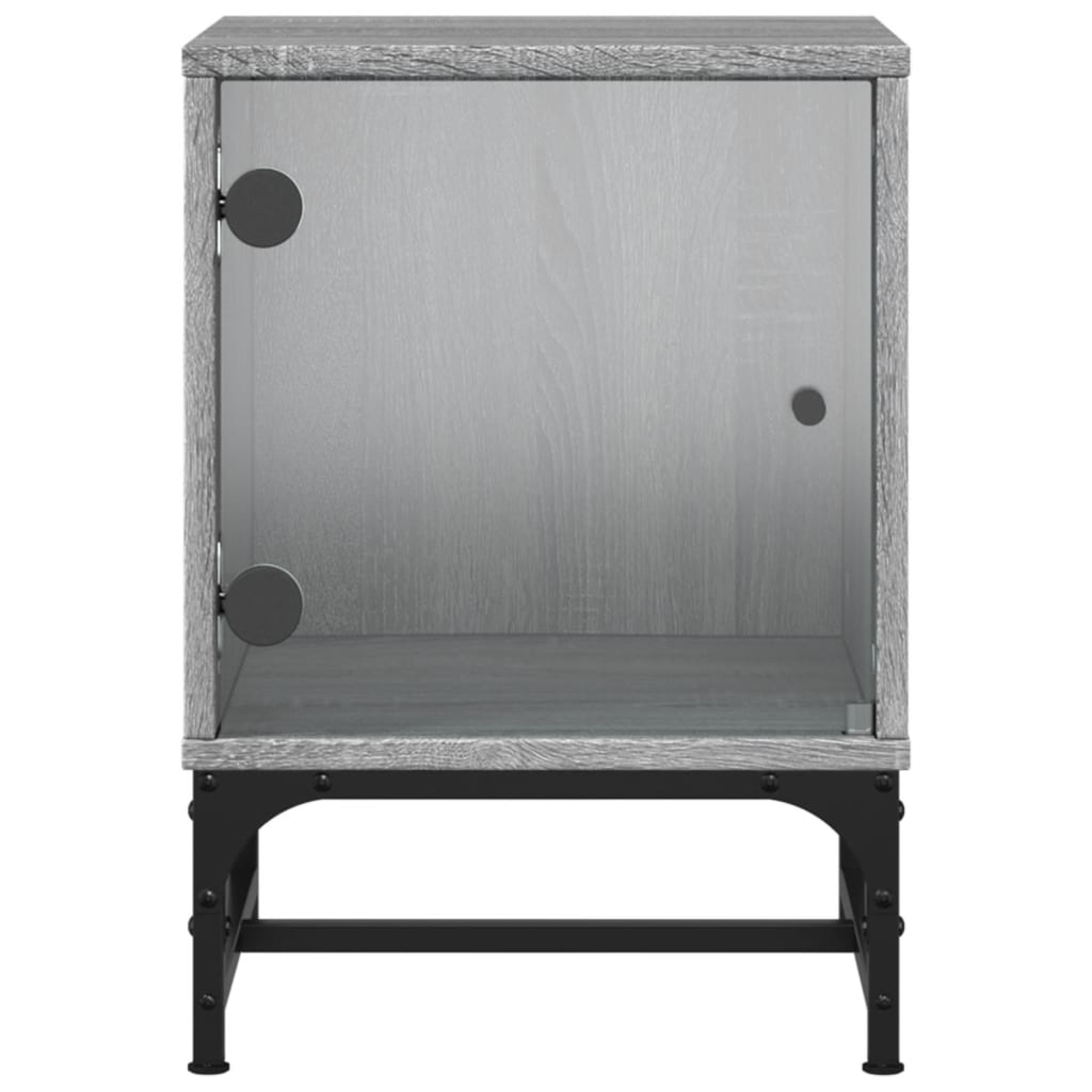 vidaXL Yöpöydät lasiovilla 2 kpl harmaa Sonoma 35x37x50 cm