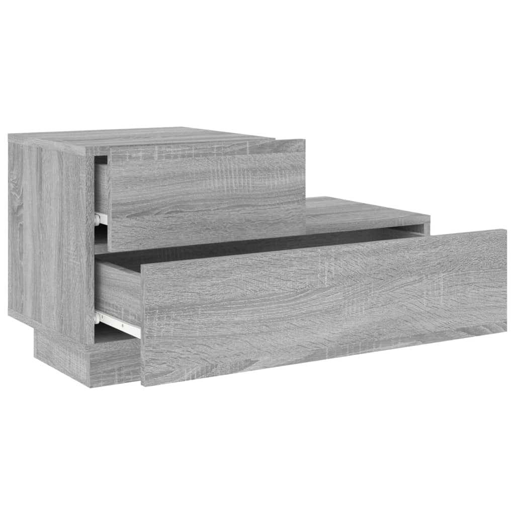 vidaXL Yöpöytä LED-valoilla harmaa Sonoma 70x36x40,5 cm