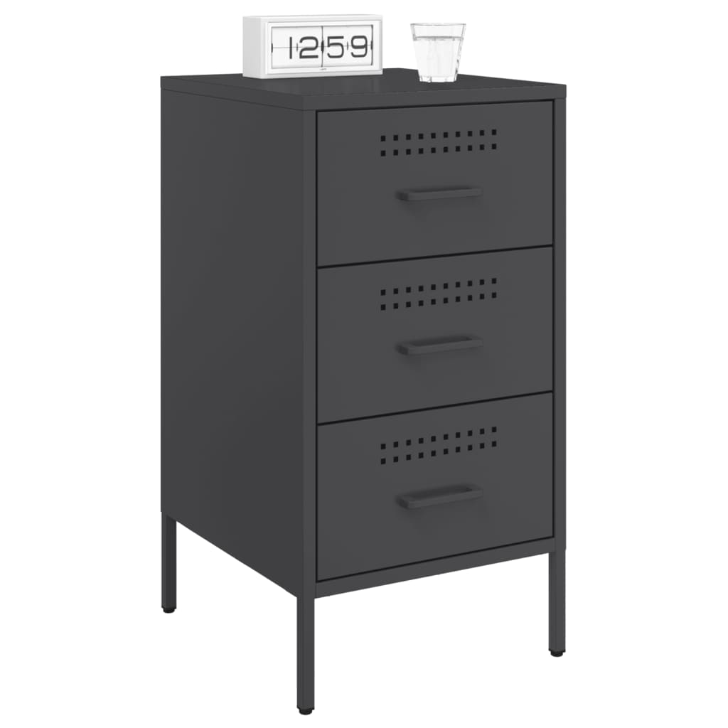 vidaXL Yöpöydät 2 kpl musta 36x39x68 cm teräs