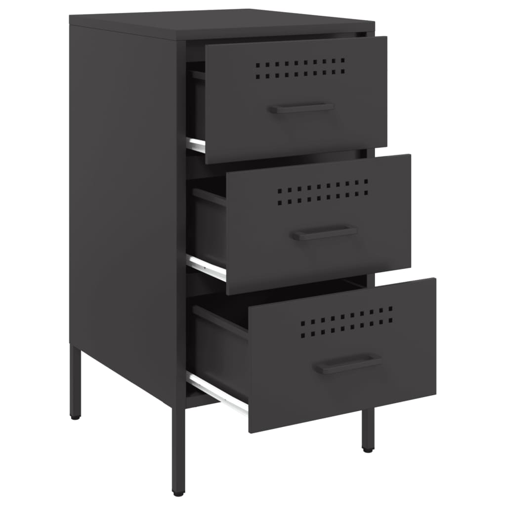 vidaXL Yöpöydät 2 kpl musta 36x39x68 cm teräs