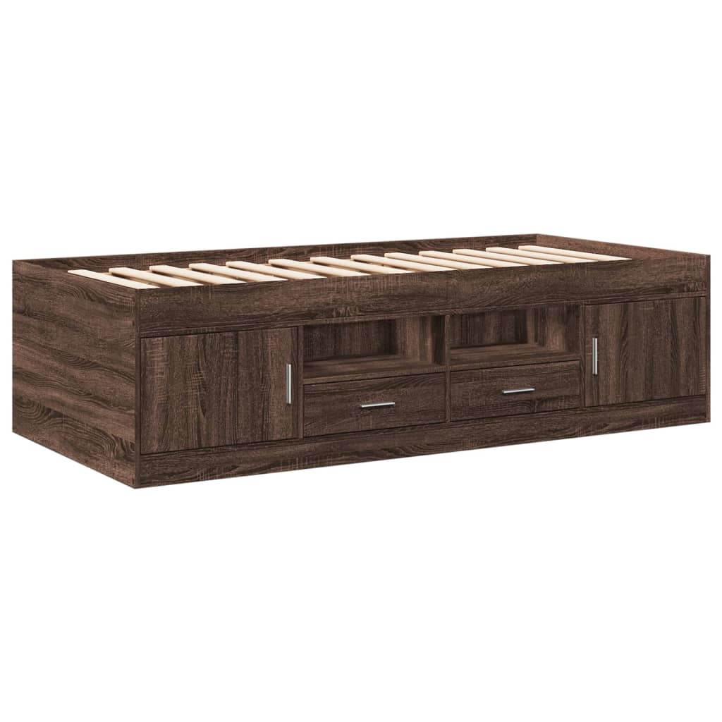 vidaXL Vuodesohva laatikoilla ei patjaa ruskea tammi 100x200 cm