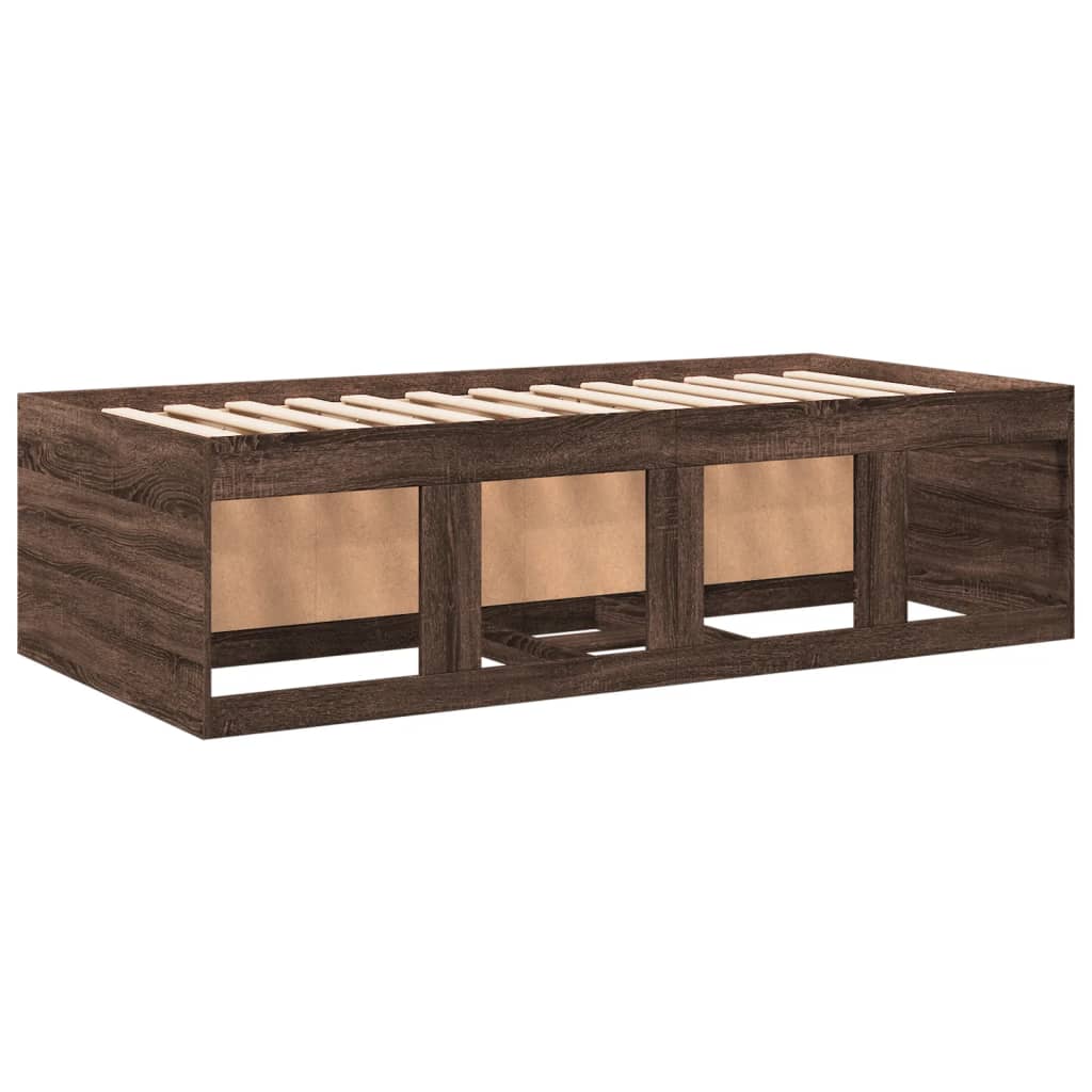 vidaXL Vuodesohva laatikoilla ei patjaa ruskea tammi 100x200 cm