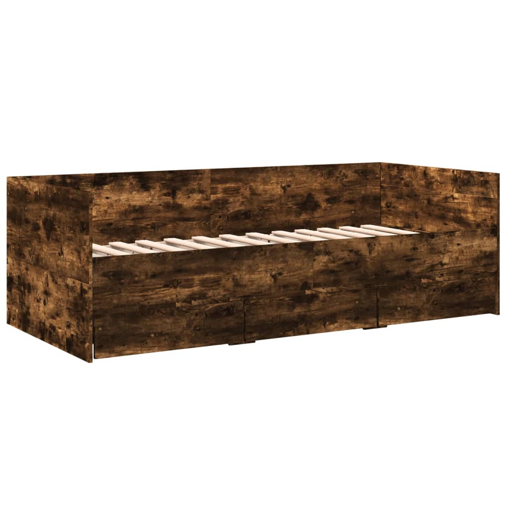 vidaXL Vuodesohva laatikoilla ei patjaa savutammi 100x200 cm