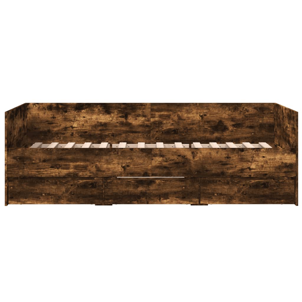 vidaXL Vuodesohva laatikoilla ei patjaa savutammi 100x200 cm