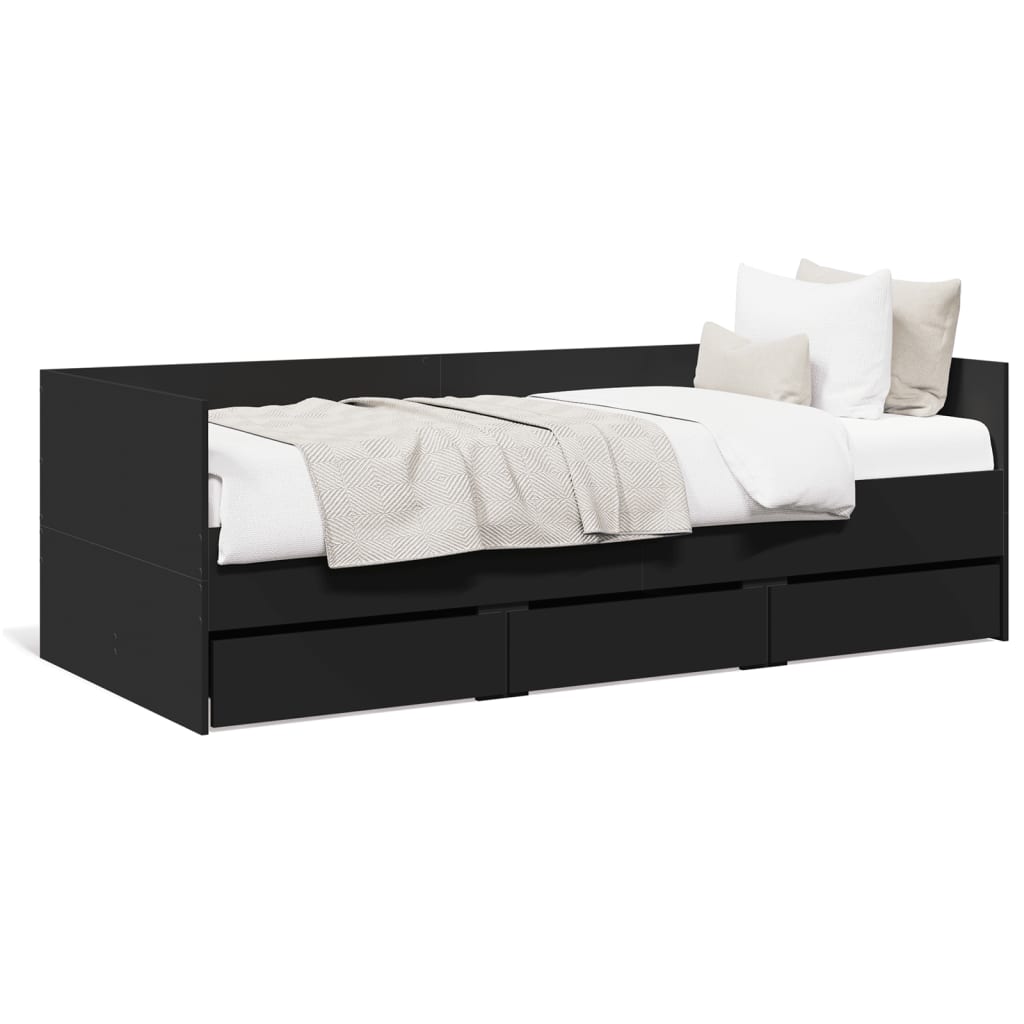vidaXL Vuodesohva laatikoilla ei patjaa musta 75x190 cm