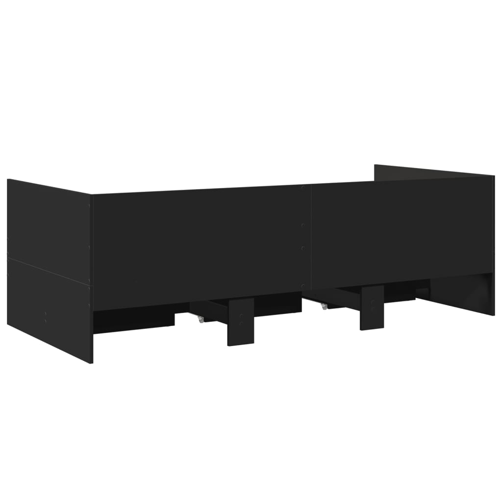 vidaXL Vuodesohva laatikoilla ei patjaa musta 75x190 cm