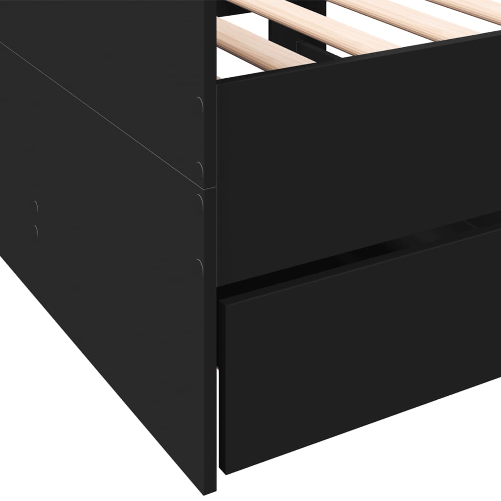 vidaXL Vuodesohva laatikoilla ei patjaa musta 75x190 cm