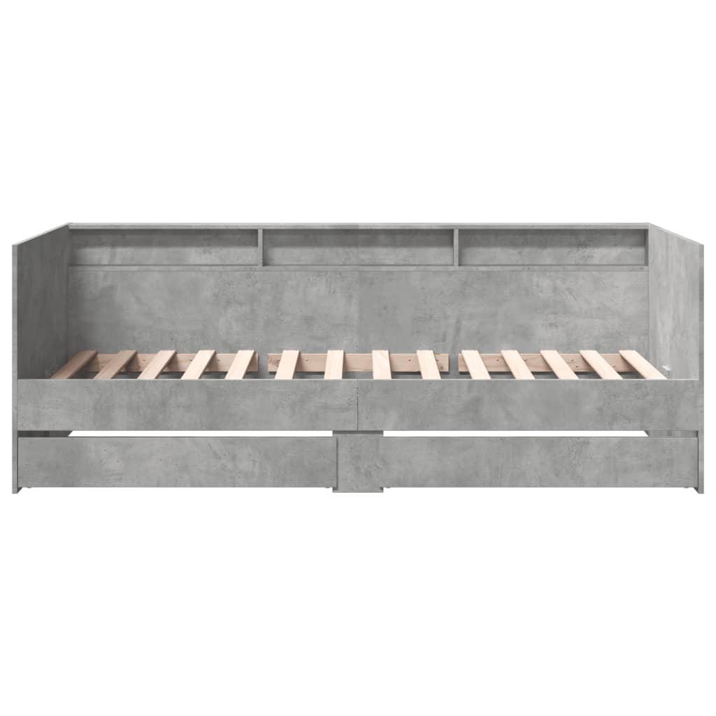 vidaXL Vuodesohva laatikoilla ei patjaa betoninharmaa 100x200 cm