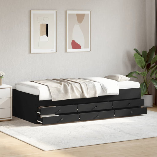 vidaXL Vuodesohva laatikoilla ei patjaa musta 100x200 cm