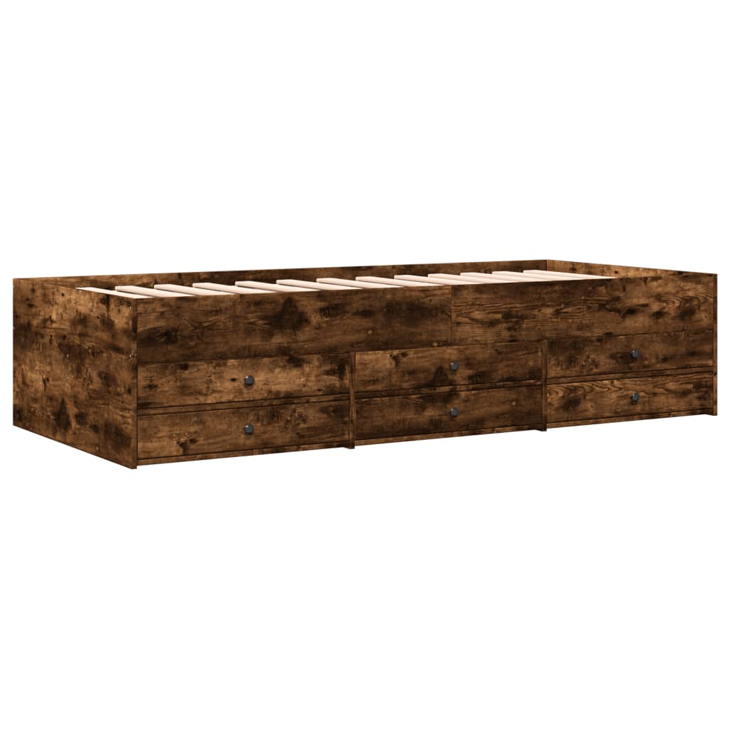 vidaXL Vuodesohva laatikoilla ei patjaa savutammi 100x200 cm