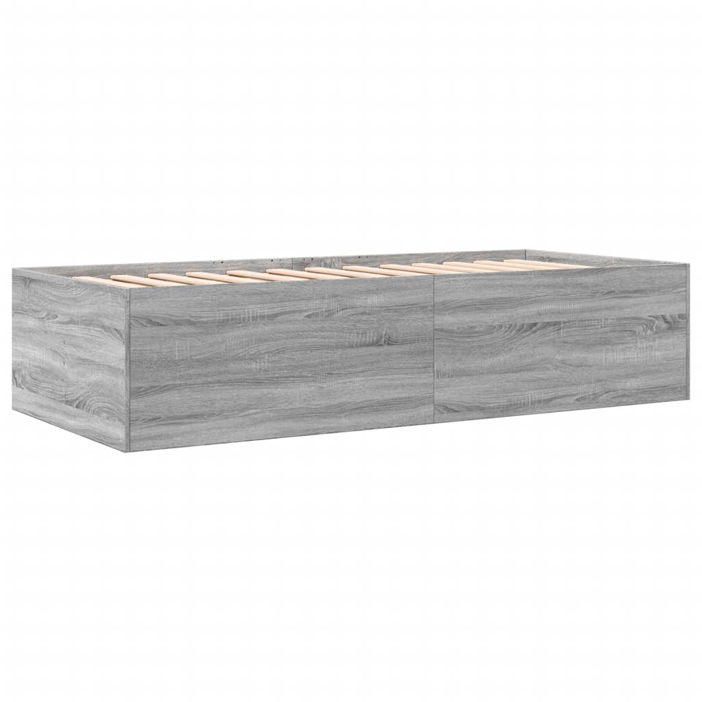 vidaXL Vuodesohva laatikoilla ei patjaa harmaa Sonoma 100x200 cm