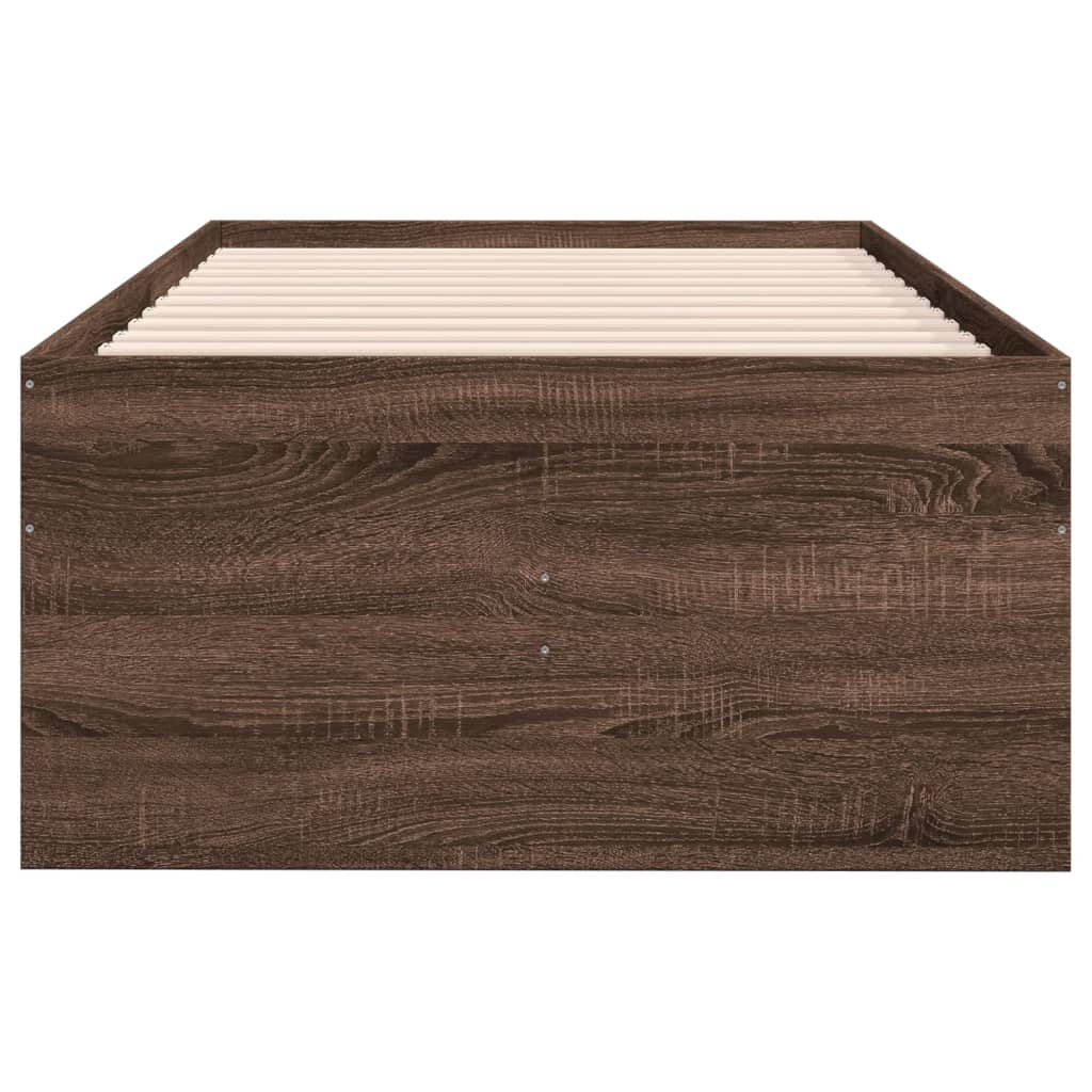vidaXL Vuodesohva laatikoilla ei patjaa ruskea tammi 90x200 cm