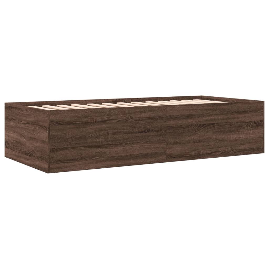 vidaXL Vuodesohva laatikoilla ei patjaa ruskea tammi 90x200 cm