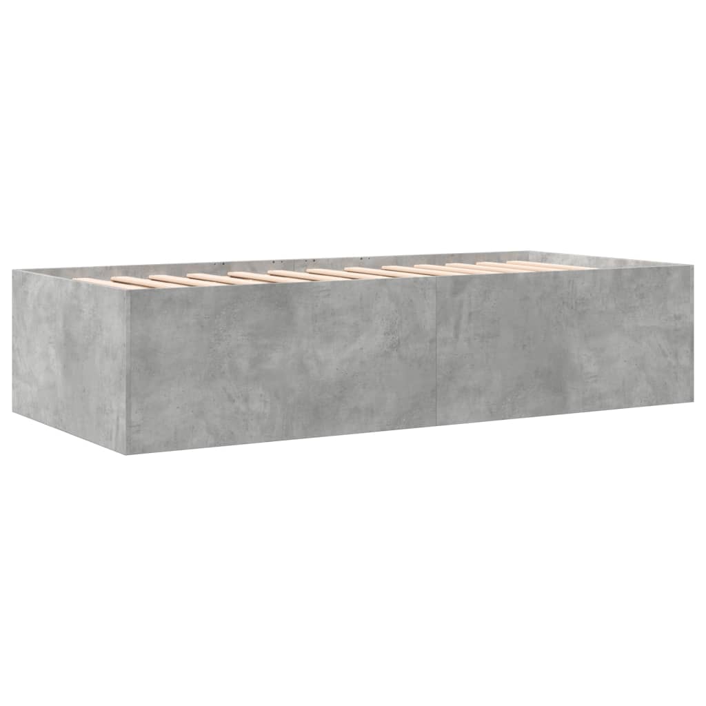 vidaXL Vuodesohva laatikoilla ei patjaa betoninharmaa 90x190 cm
