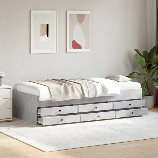 vidaXL Vuodesohva laatikoilla ei patjaa betoninharmaa 90x190 cm