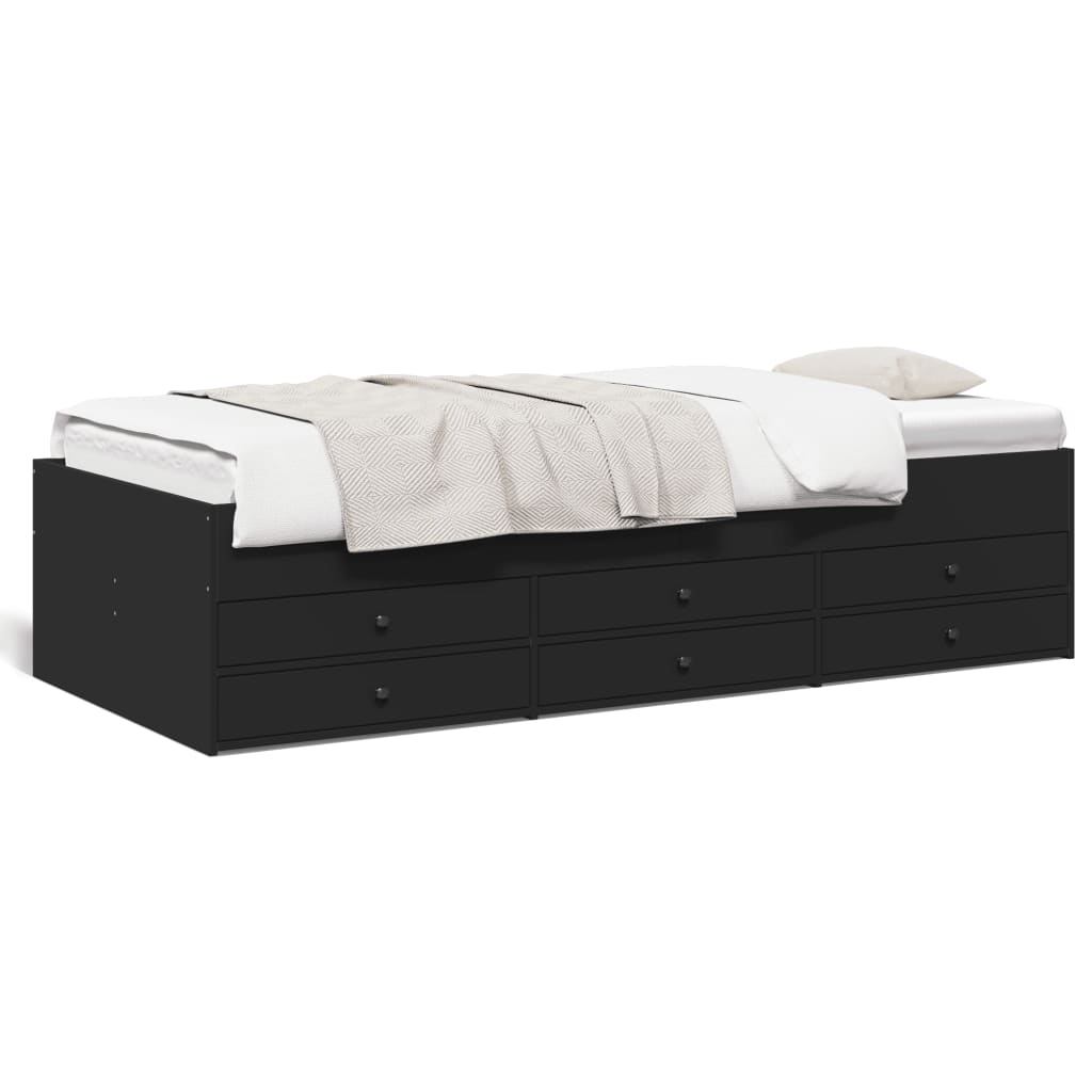 vidaXL Vuodesohva laatikoilla ei patjaa musta 75x190 cm
