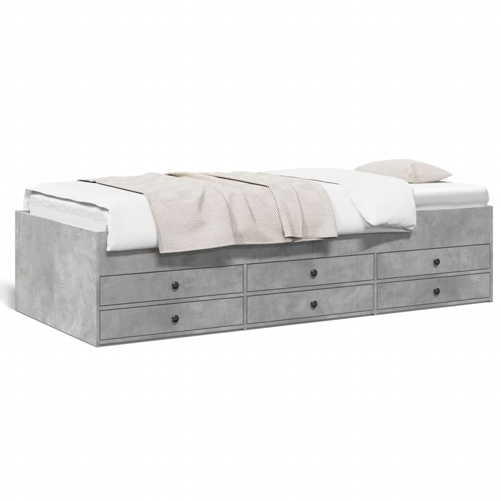 vidaXL Vuodesohva laatikoilla ei patjaa betoninharmaa 75x190 cm