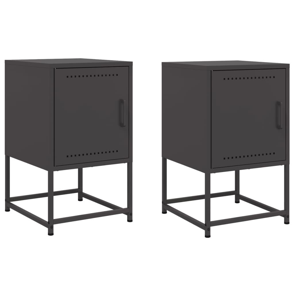 vidaXL Yöpöydät 2 kpl musta 36x39x60,5 cm teräs