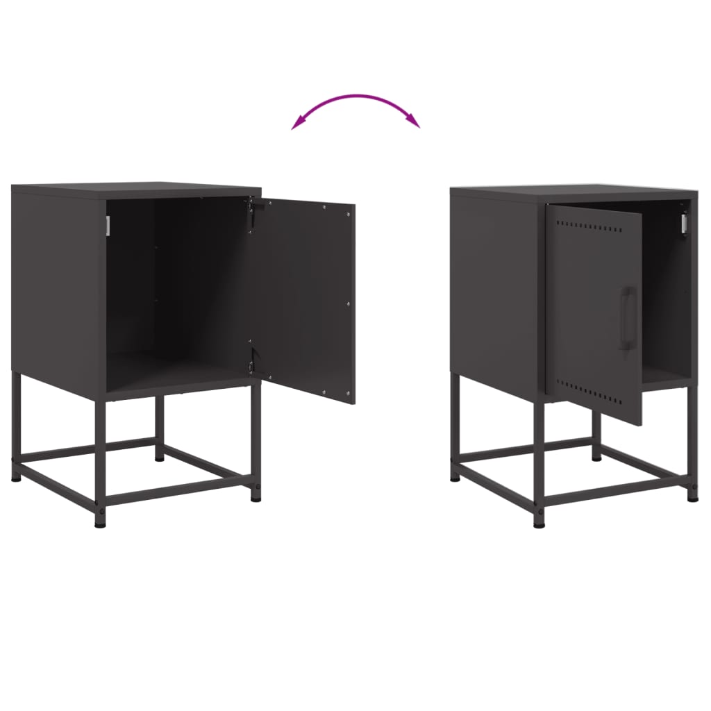 vidaXL Yöpöydät 2 kpl musta 36x39x60,5 cm teräs