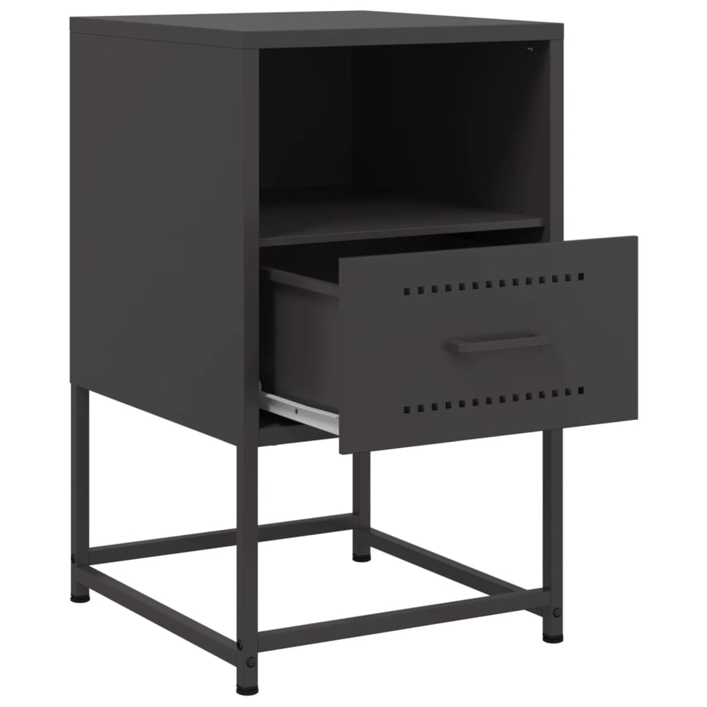 vidaXL Yöpöydät 2 kpl musta 36x39x60,5 cm teräs