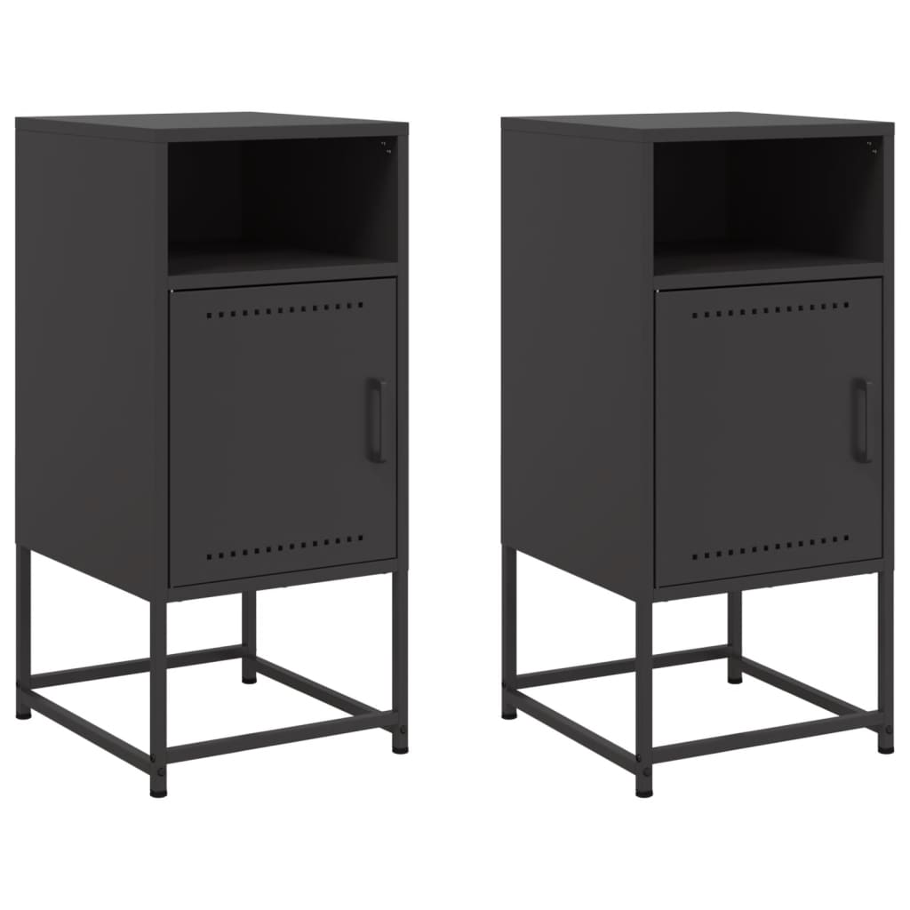 vidaXL Yöpöydät 2 kpl musta 36x39x78 cm teräs