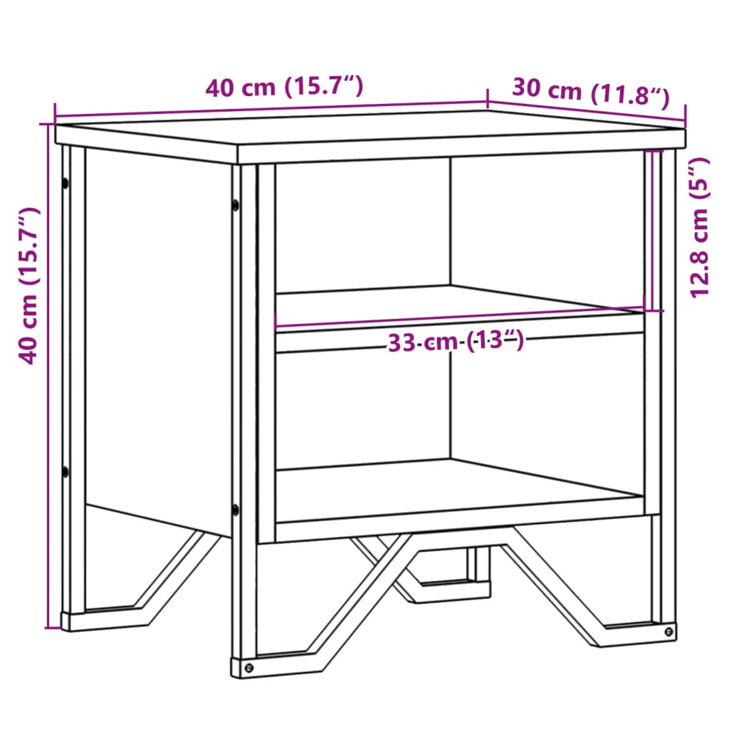vidaXL Yöpöydät musta 2 kpl 40x30x40 cm tekninen puu