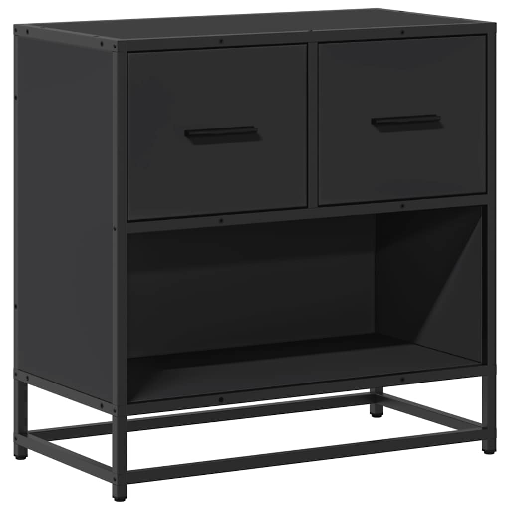 vidaXL Yöpöytäkaappi Musta 60x31x60 cm suunniteltu puu ja metalli
