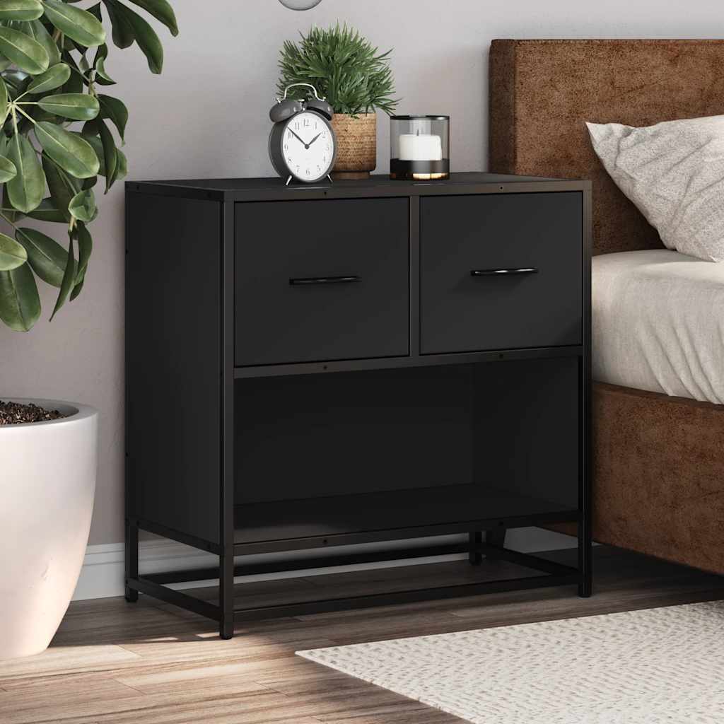 vidaXL Yöpöytäkaappi Musta 60x31x60 cm suunniteltu puu ja metalli