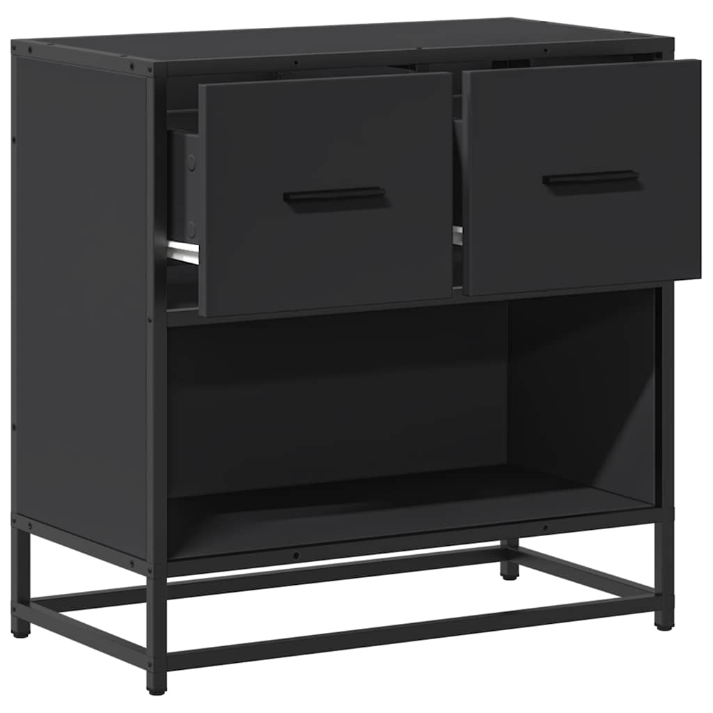 vidaXL Yöpöytäkaappi Musta 60x31x60 cm suunniteltu puu ja metalli