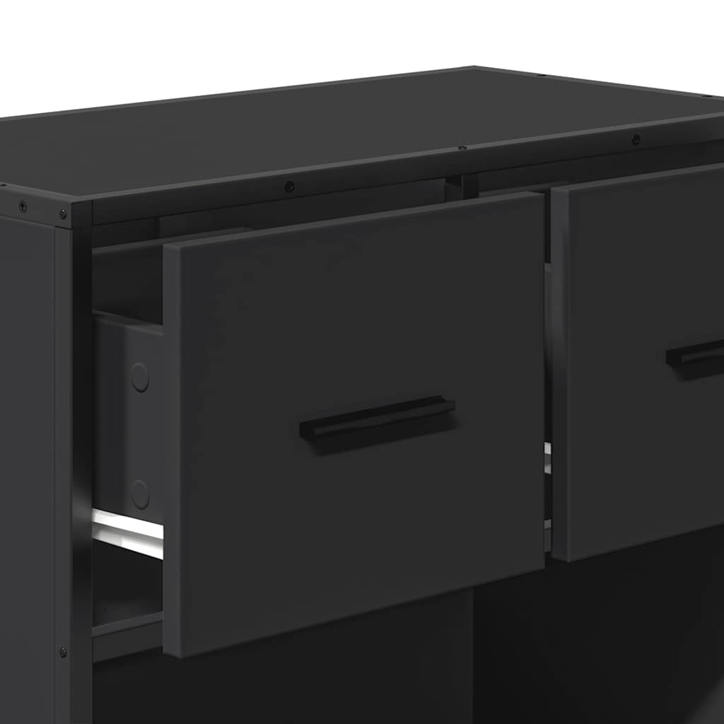 vidaXL Yöpöytäkaappi Musta 60x31x60 cm suunniteltu puu ja metalli