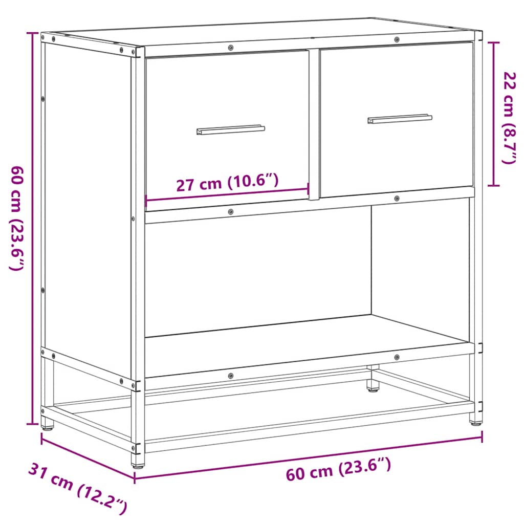 vidaXL Yöpöytäkaappi Musta 60x31x60 cm suunniteltu puu ja metalli