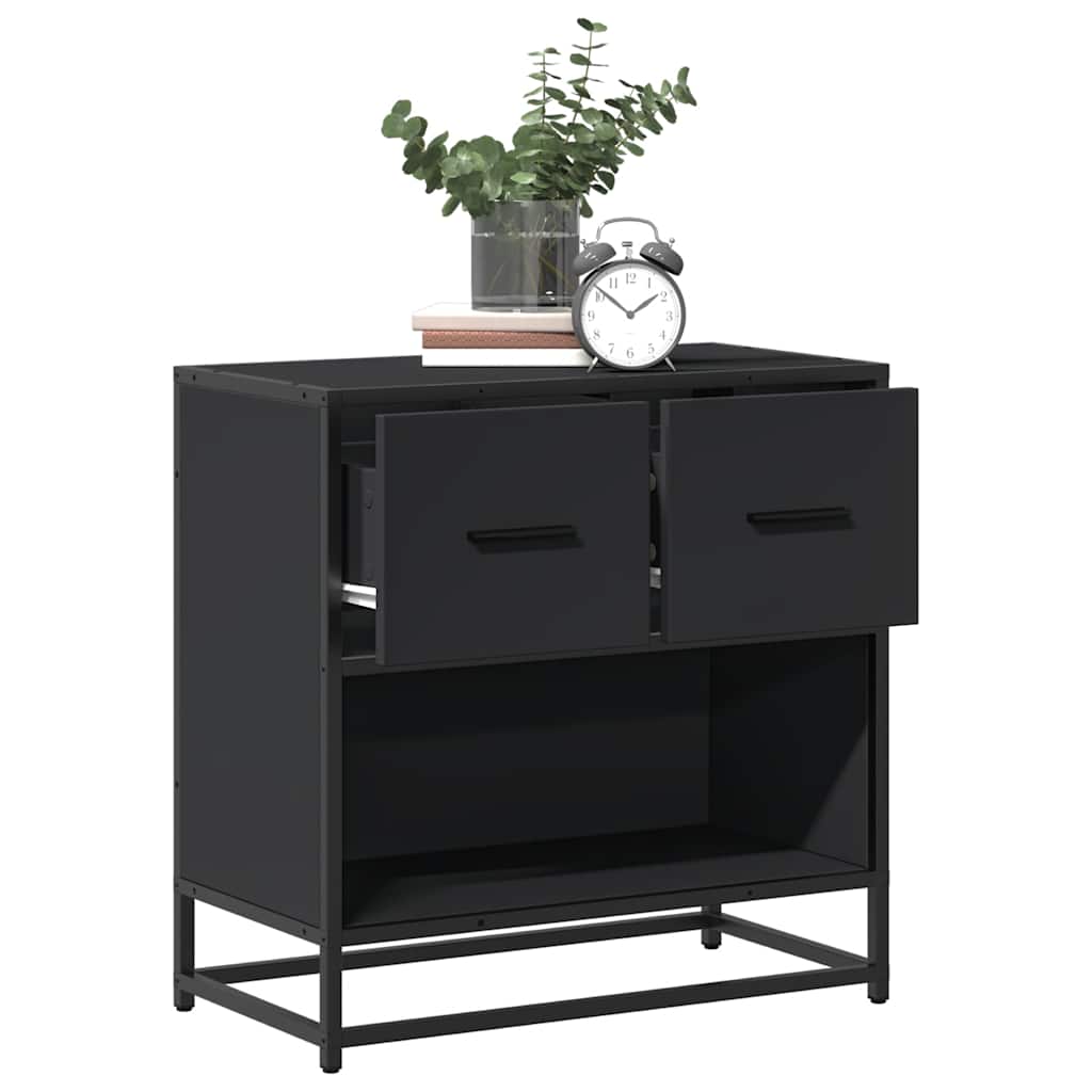 vidaXL Yöpöytäkaappi Musta 60x31x60 cm suunniteltu puu ja metalli
