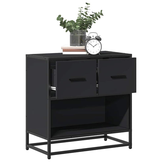 vidaXL Yöpöytäkaappi Musta 60x31x60 cm suunniteltu puu ja metalli