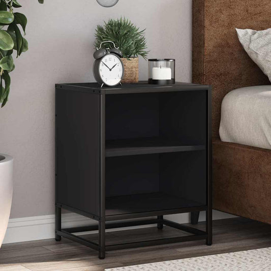 vidaXL Yöpöydät 2 kpl musta 40x31x50 cm tekninen puu ja metalli
