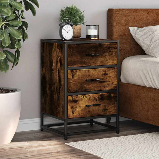 vidaXL yökaappi savustettu tammi 40x34,5x60 cm tekninen puu ja metalli
