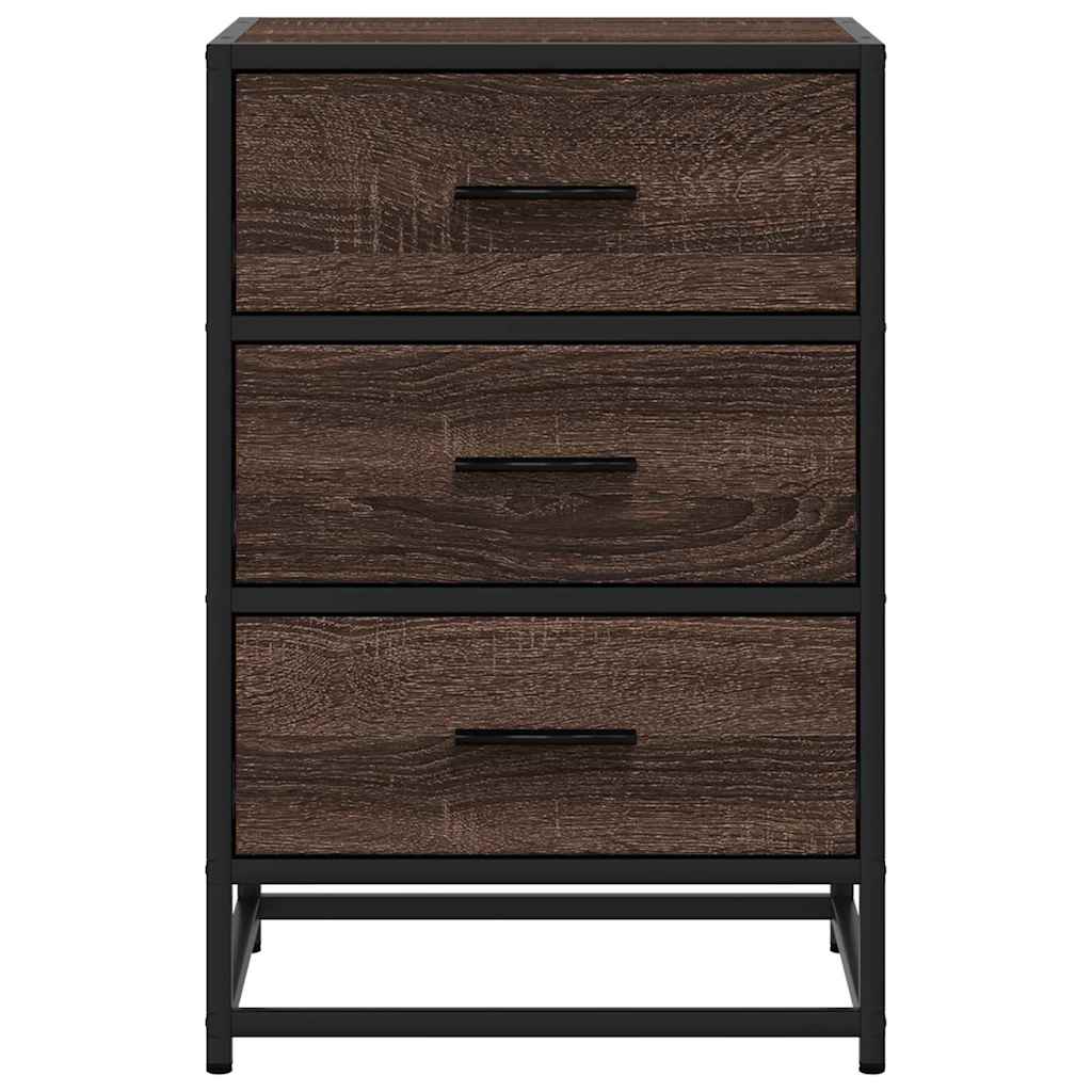 vidaXL yöpöytäkaappi ruskea tammi 40x34,5x60cm tekninen puu ja metalli