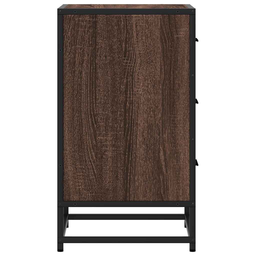 vidaXL yöpöytäkaappi ruskea tammi 40x34,5x60cm tekninen puu ja metalli