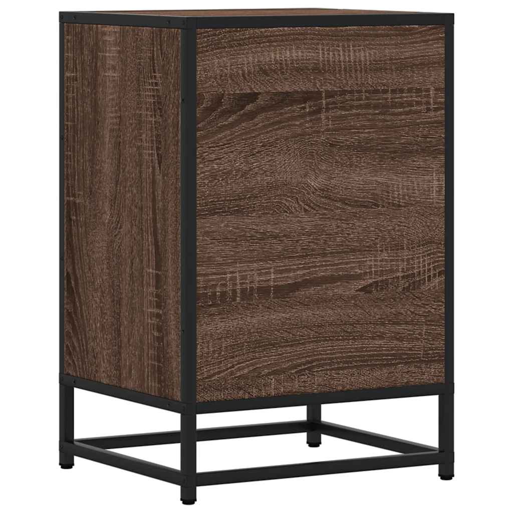 vidaXL yöpöytäkaappi ruskea tammi 40x34,5x60cm tekninen puu ja metalli