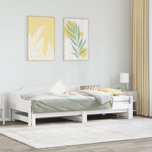 vidaXL Vuodesohva rullilla valkoinen 90x200 cm täysi mänty
