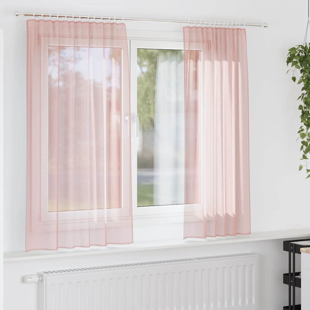 vidaXL Voileeverhot tangotaskuilla 2 kpl pinkki