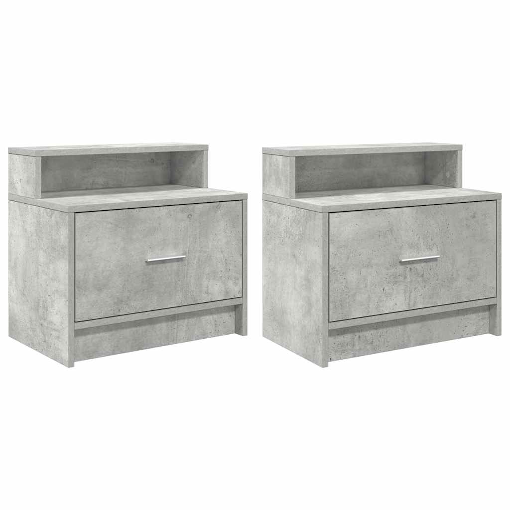 vidaXL yöpöytäkaapit laatikolla 2 kpl betoninharmaa 51x31x47 cm
