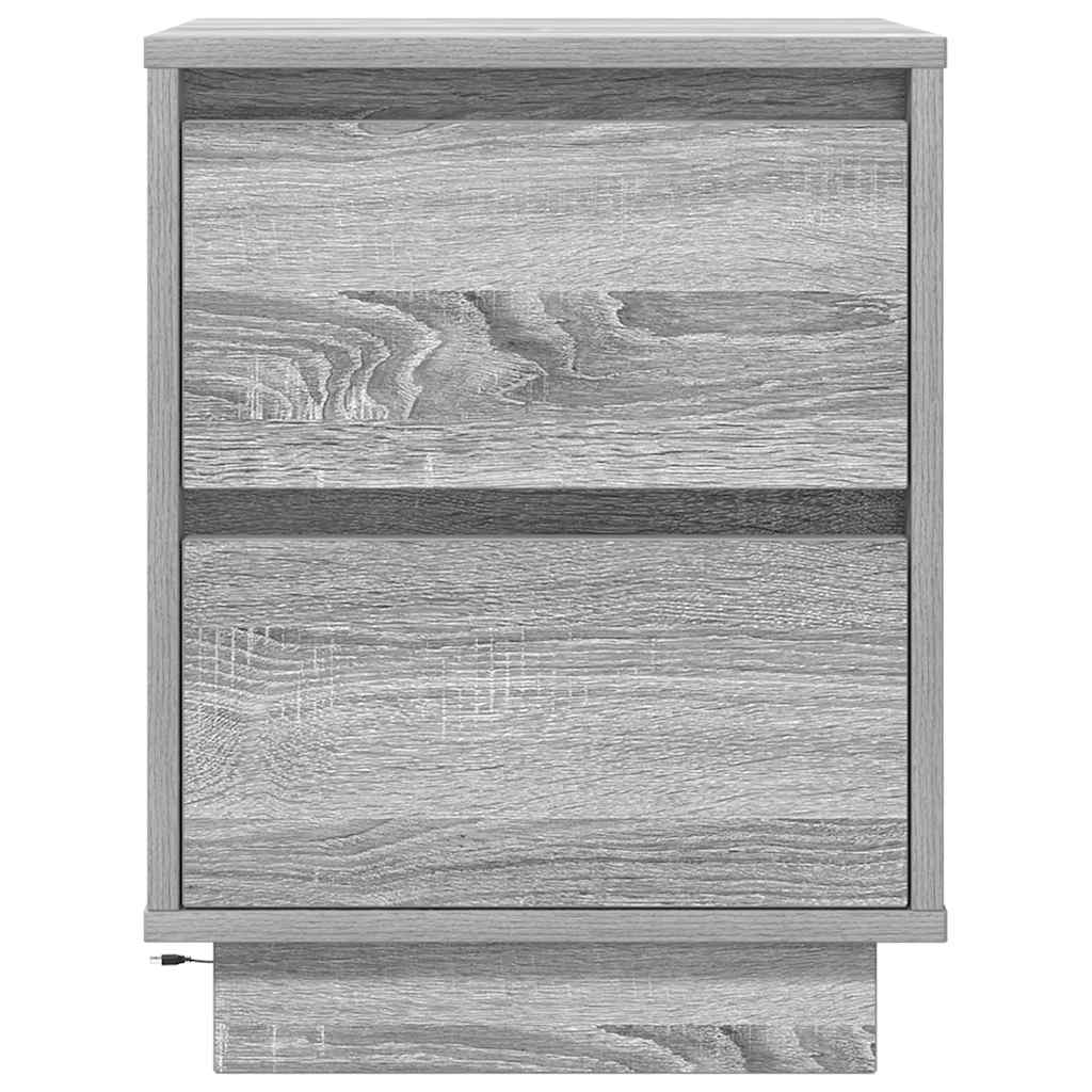 vidaXL yöpöytäkaappi LED-valoilla Harmaa Sonoma 38x34x50 cm
