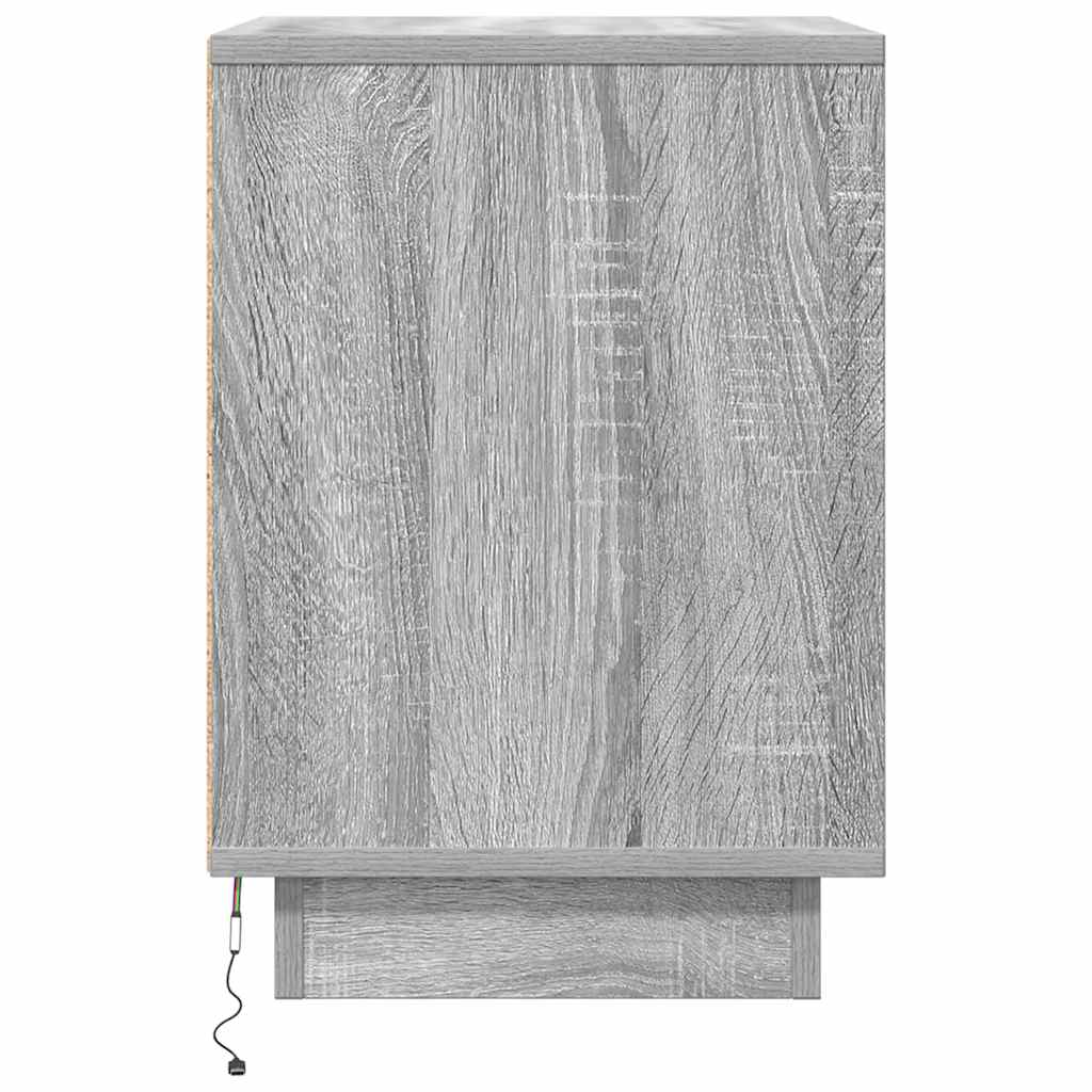 vidaXL yöpöytäkaappi LED-valoilla Harmaa Sonoma 38x34x50 cm